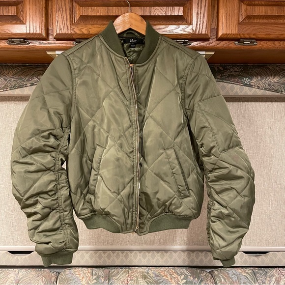 Lulus Style Expedition Olive Green Quilted Bomber Jacket - Picture 2 of 11